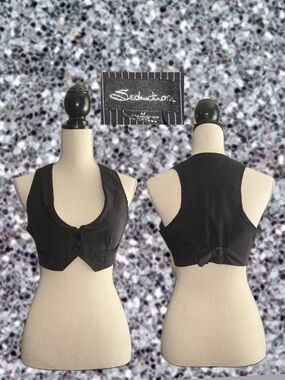 Seduction Black Pinstripe Crop Vest Bandeau